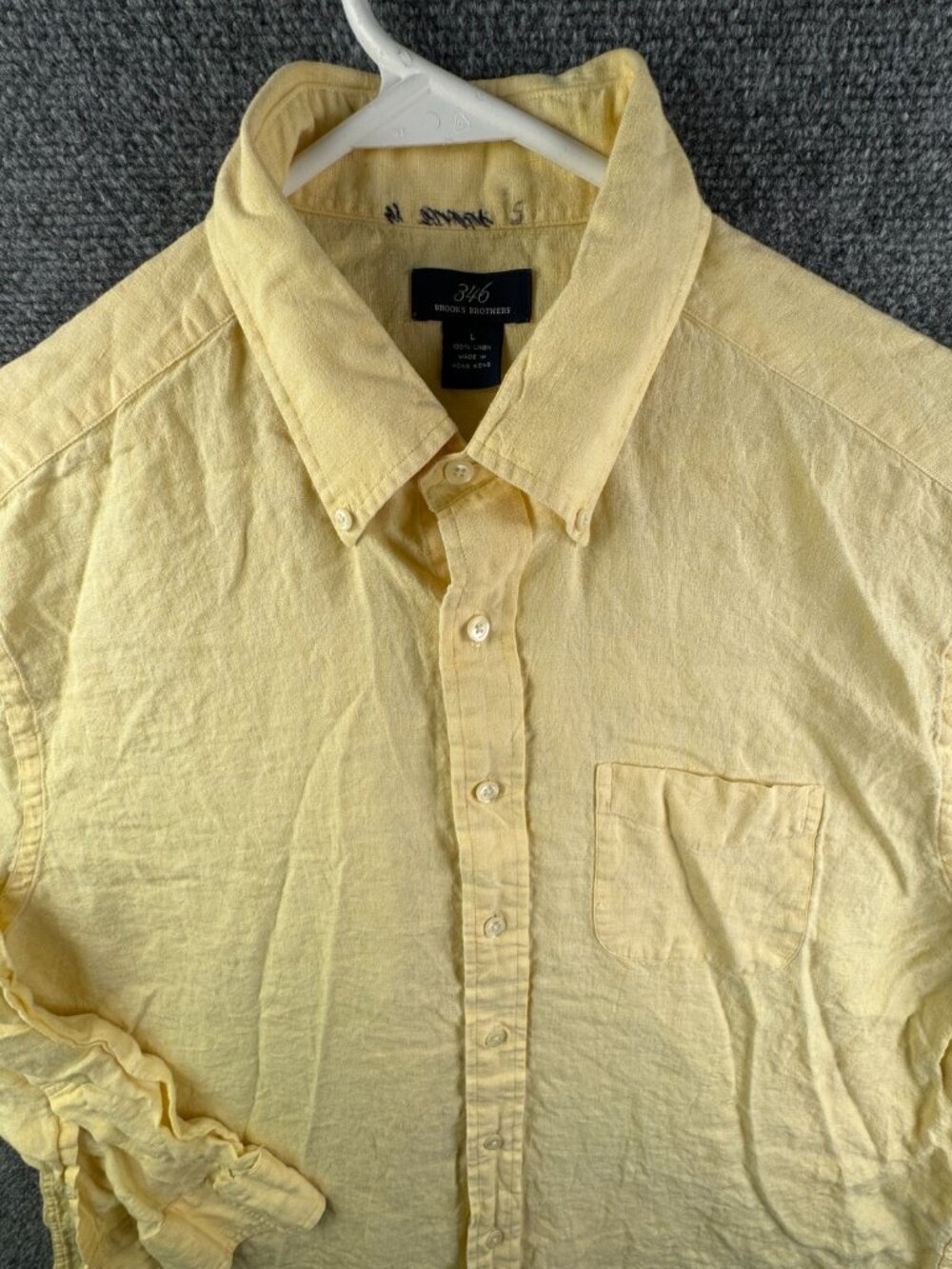 Brooks Brothers All Linen Yellow Casual Long Sleeve Button Up Shirt Large Woven